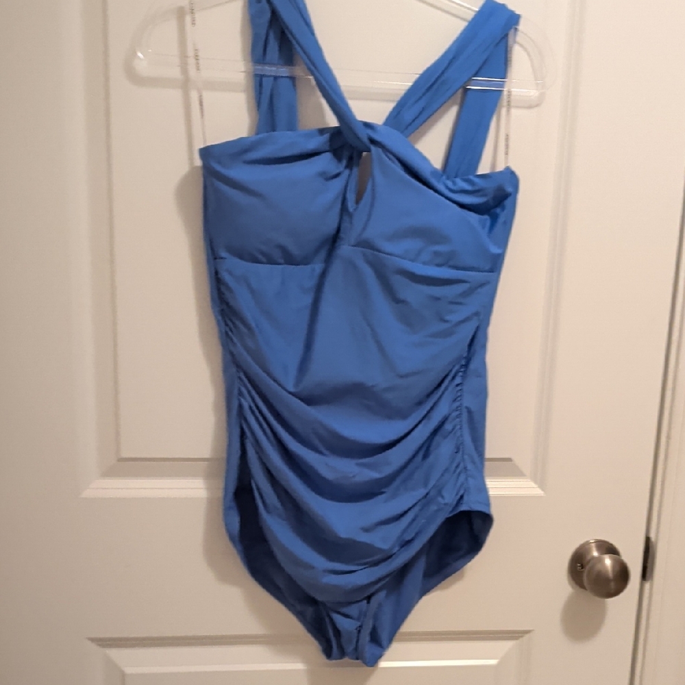 Calvin Klein Blue One-Piece Swimsuit with Twist Front